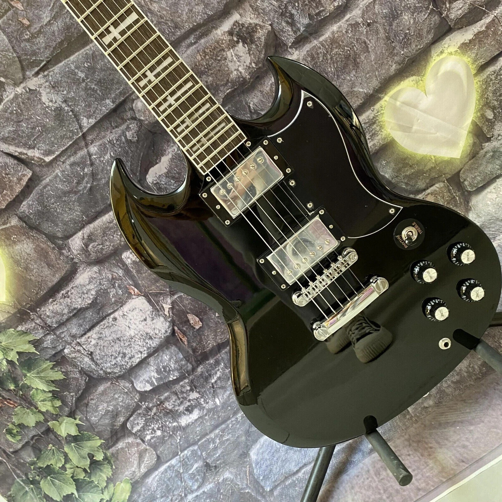 Custom Shop Tony Iommi model S G Black Electric Guitar 24 frets fast shipping