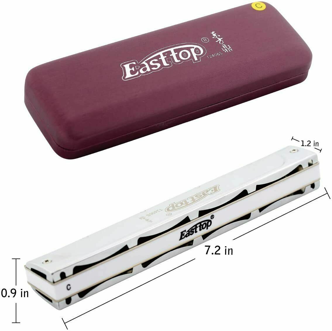 Easttop 24Holes Professional Tremolo Harmonica Key of C harmonica Mouth Organ US
