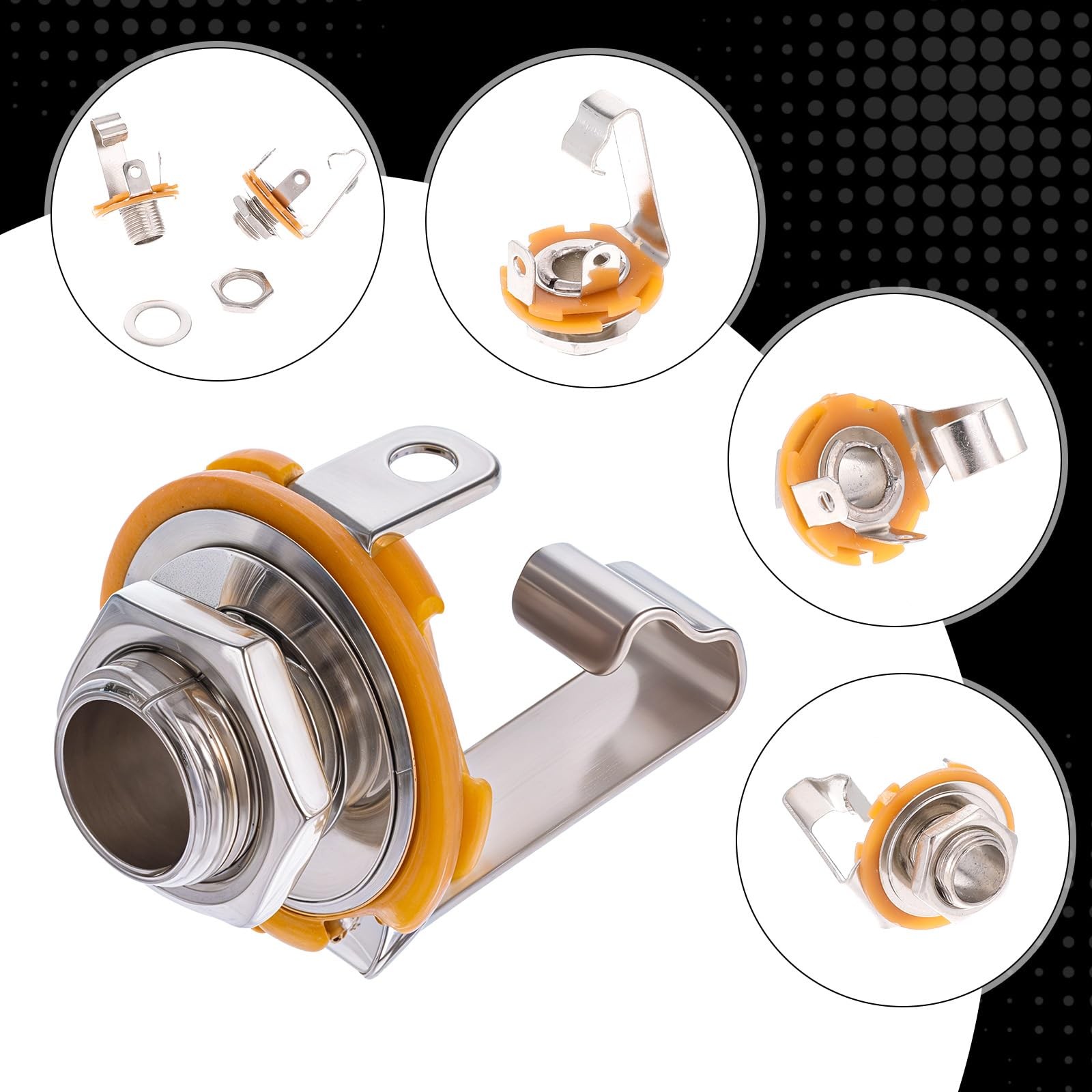 1/4 inch Female Stereo Socket Panel Mount Jacks 6.35mm Long Mono Input Jack S