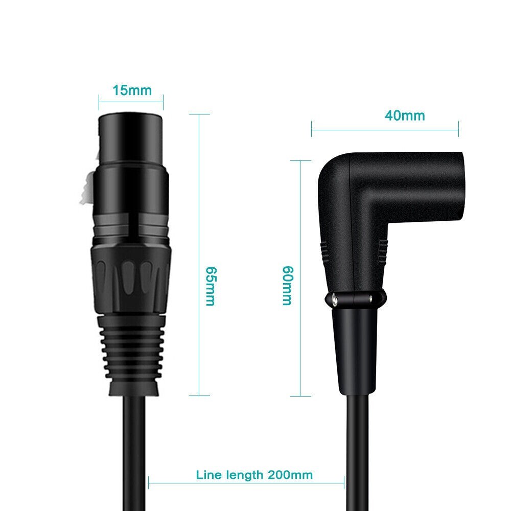 XLR Cable XLR Microphone Cable 3 Pins Right Angle Male to Female Balanced Cord