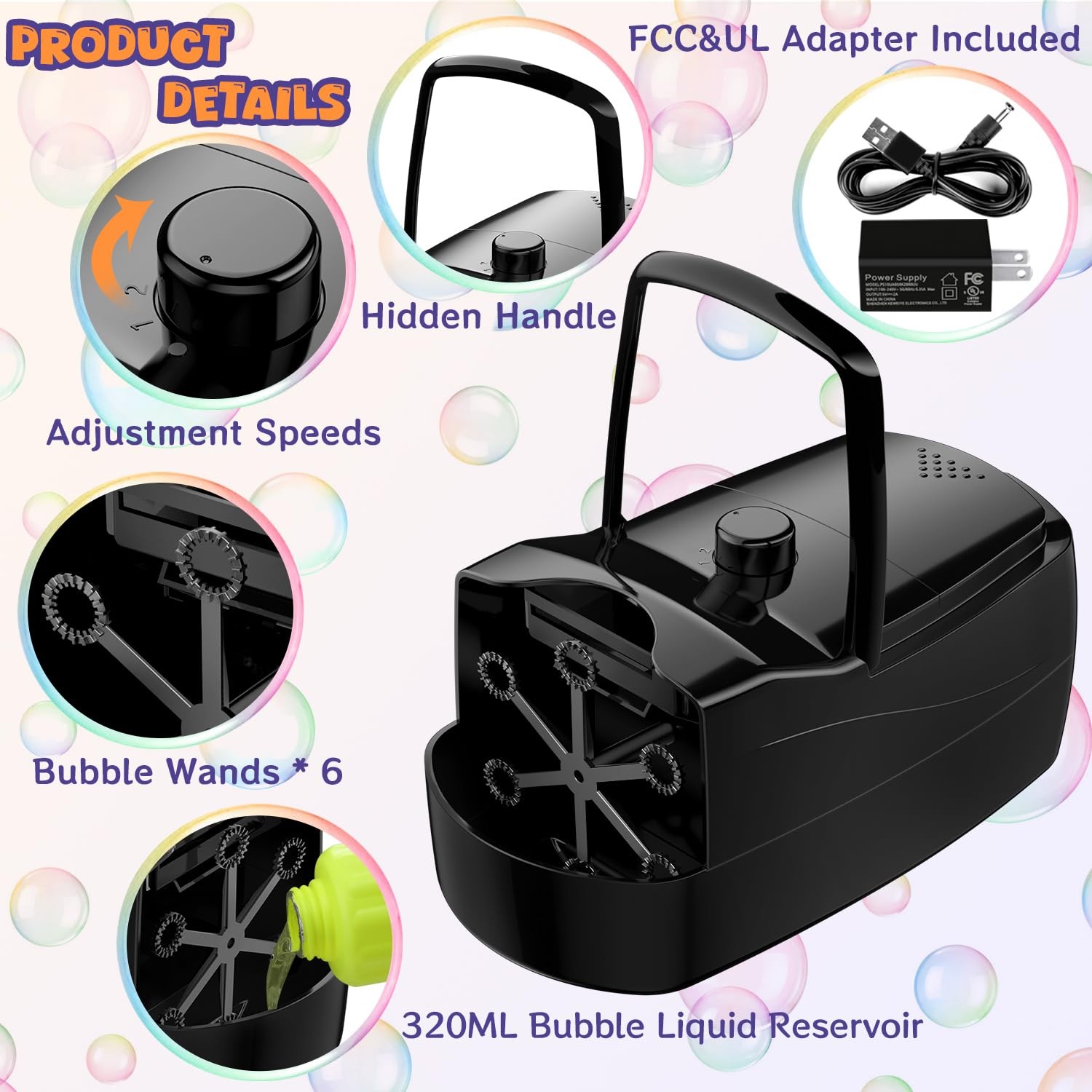 Sizonjoy Bubble Machine Automatic 18000 Per Minute Big Bubbles Blower Maker For