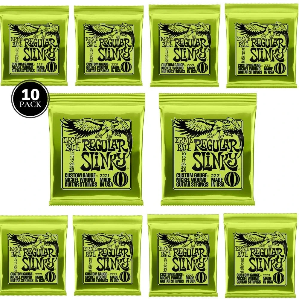 2221 Ernie Ball Regular Slinky Nickel 10-46 Electric Guitar 6 Strings 10 SETS