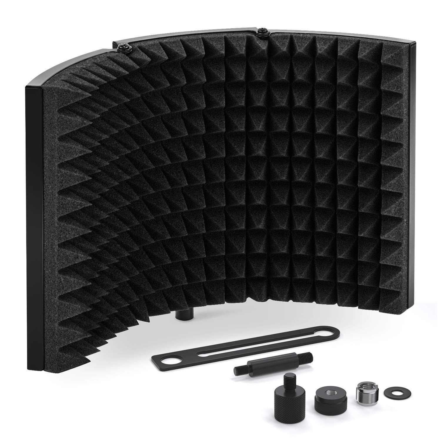 TONOR Microphone Isolation Shield, Studio Mic Sound Absorbing 8.3x13in, Black