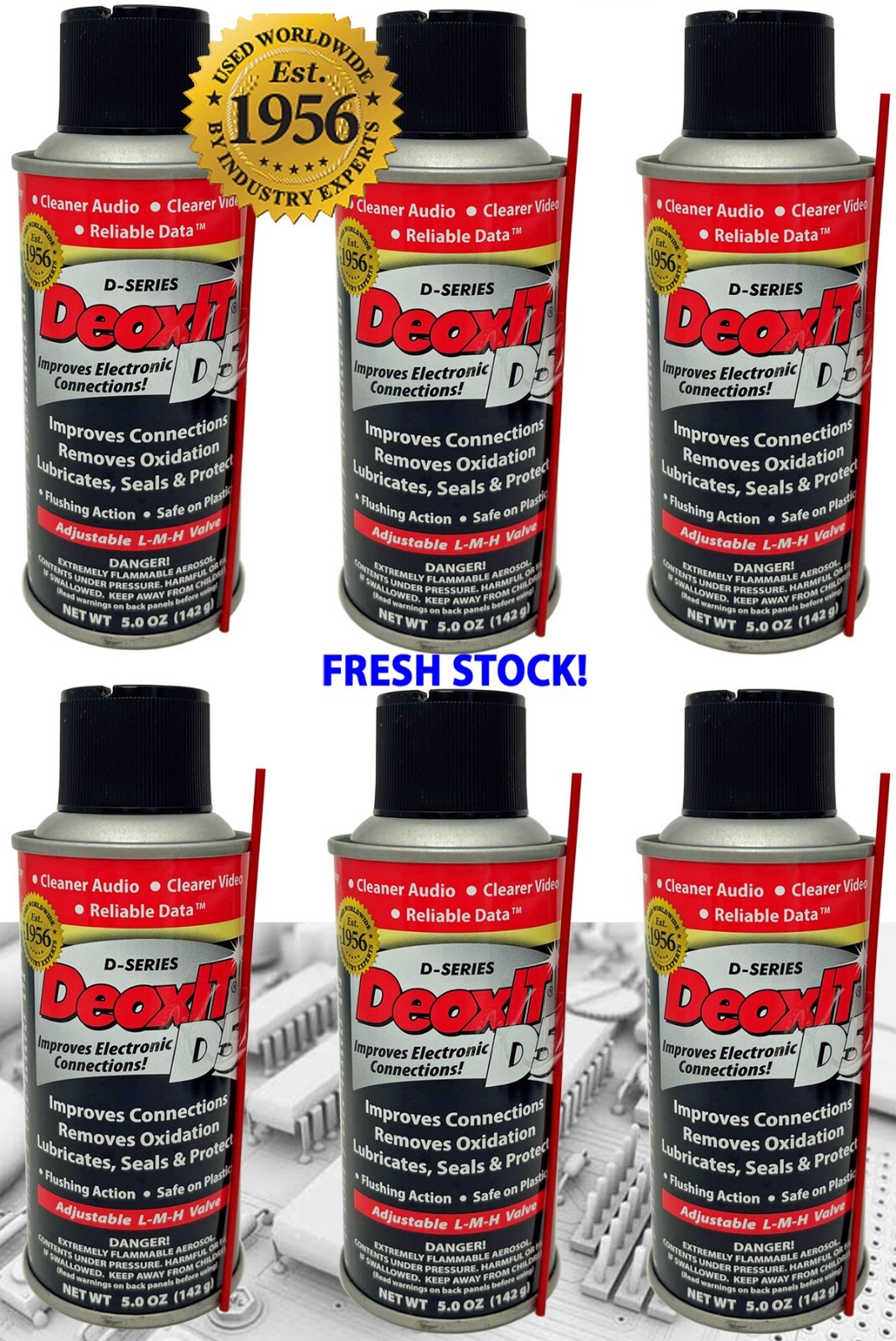 6-pack DeoxIT D5S-6-LMH, Spray LMH Can, 5% Solution, 5oz, FRESH STOCK CAIG LABS