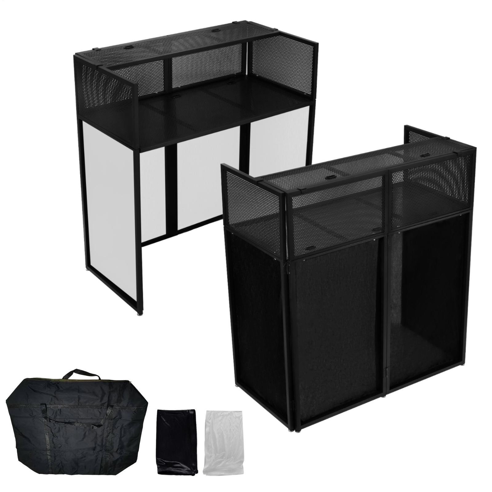 Portable DJ Facade Table Station 44×20″ Foldable Event Booth Facade Metal Frame-