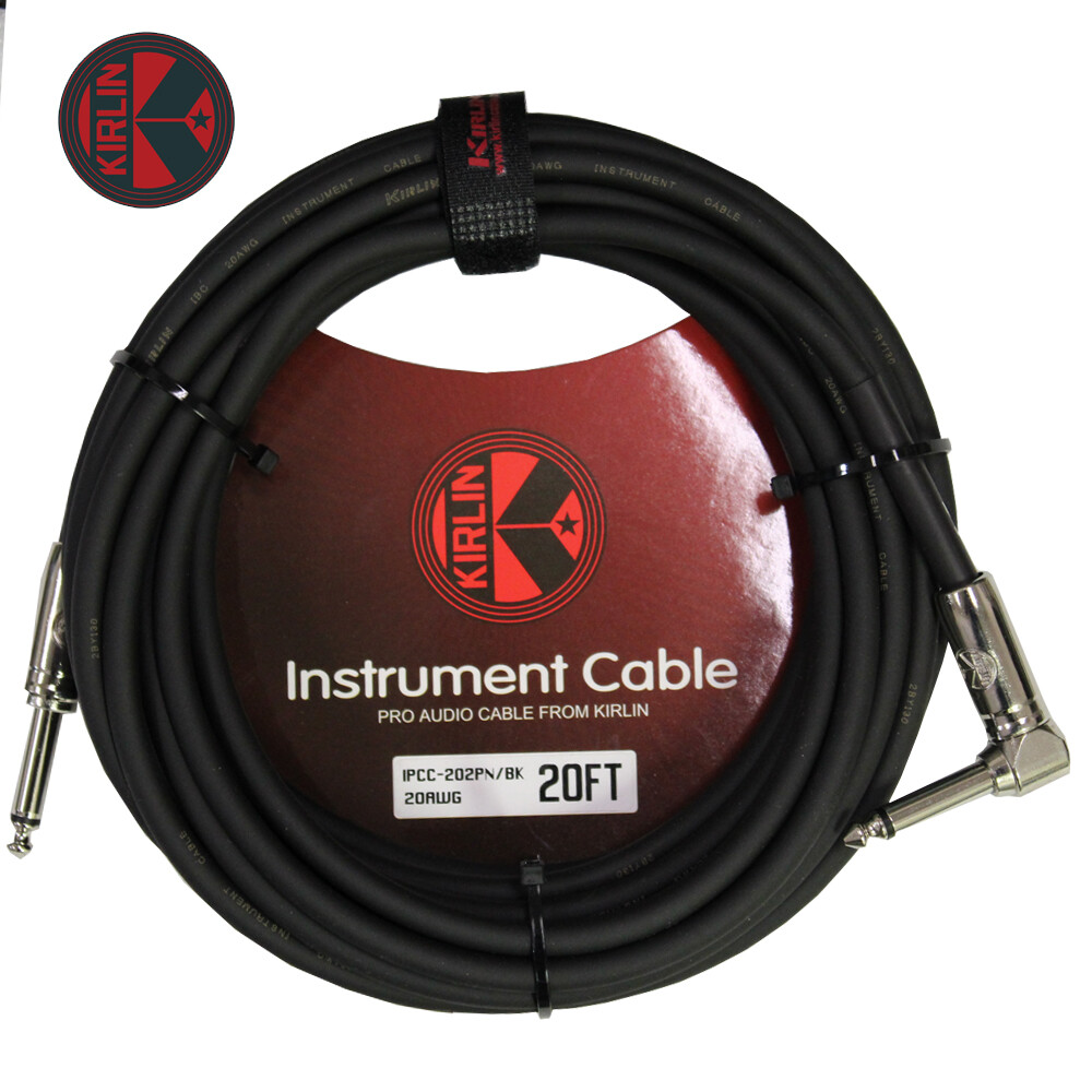 Kirlin 20FT 1/4″ Straight – Right Angle Mono Plug Instrument Guitar/Bass Cable