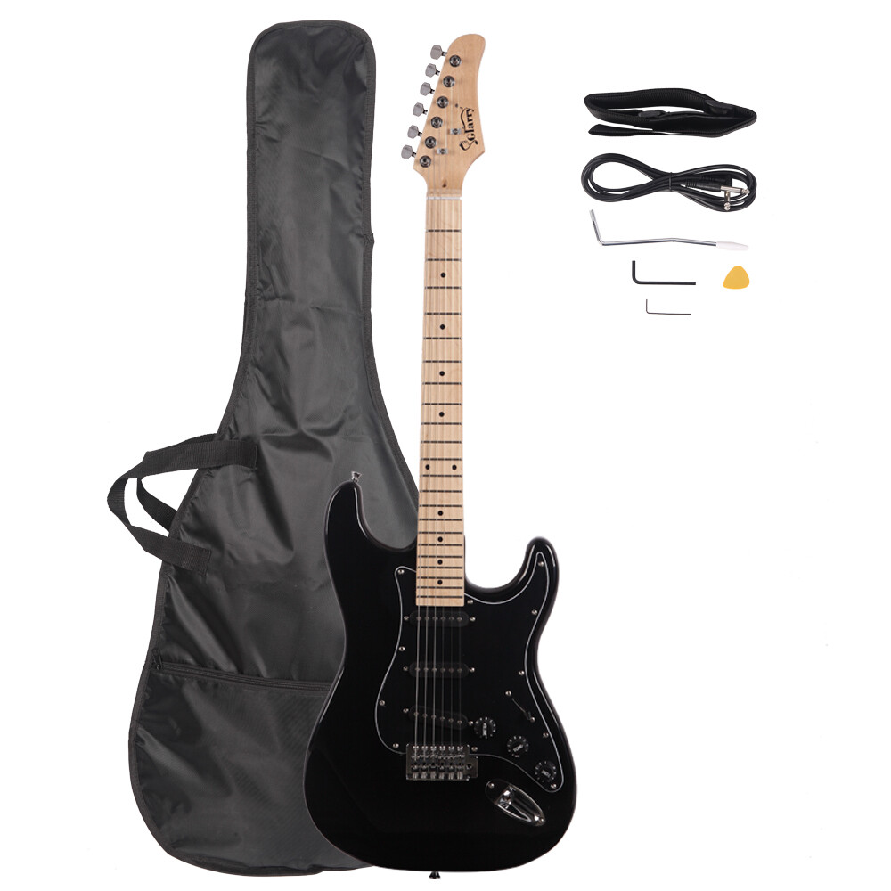 GST Stylish 6 String Electric Guitar Kit with Pickguard Black