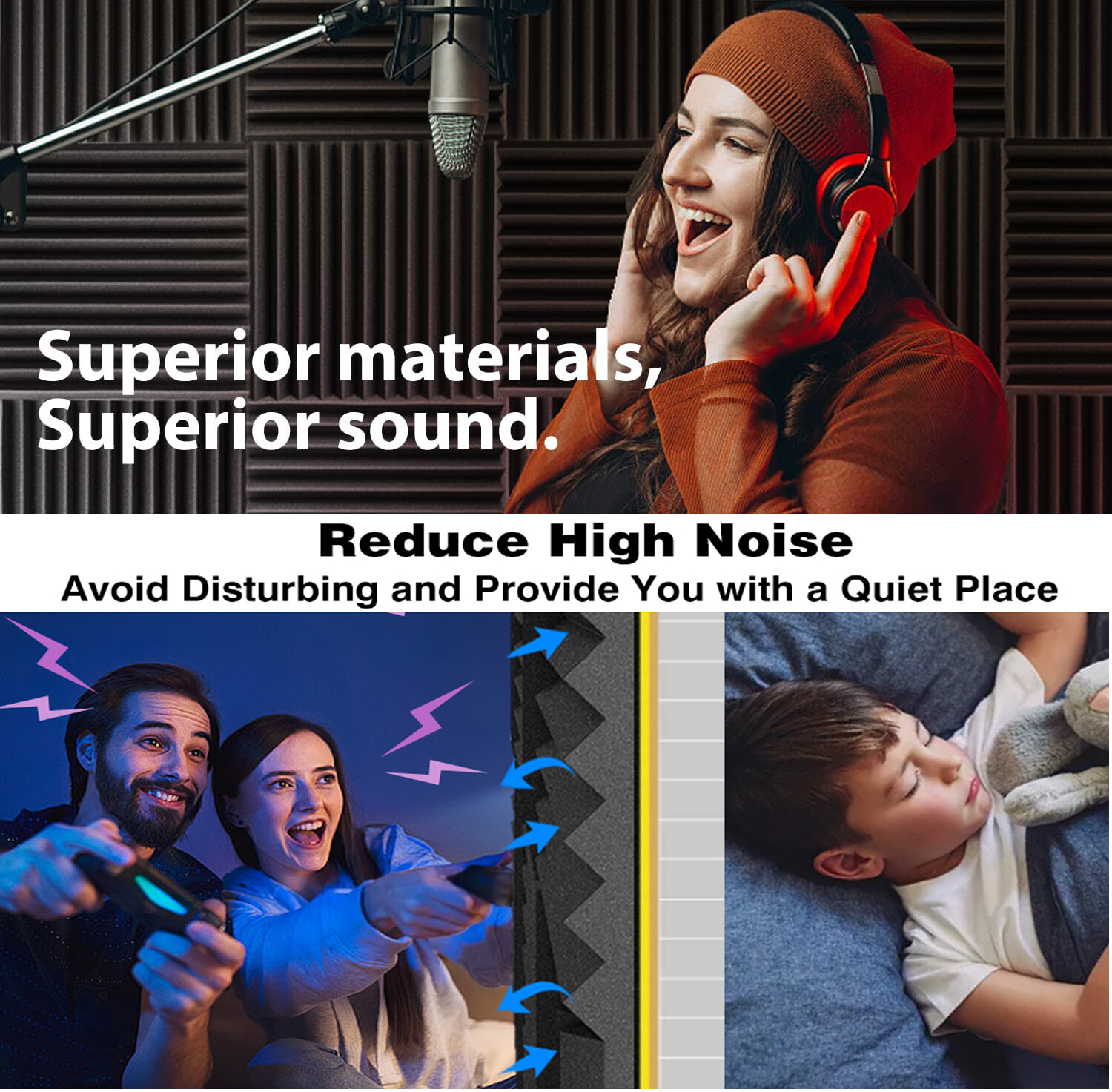 96PACK Acoustic Foam Panel Wedge Studio Soundproofing Sound Absorbing Wall Tiles