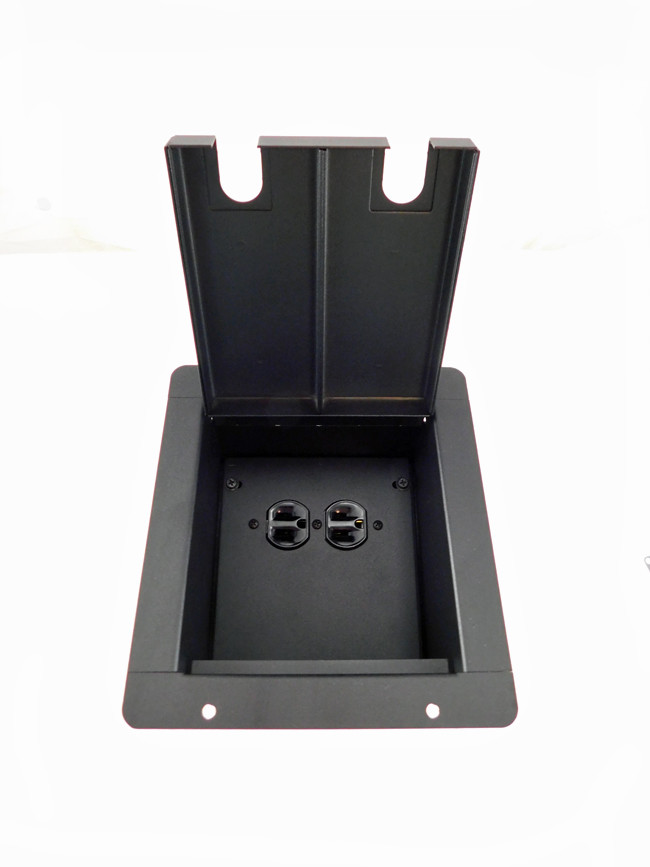 PROCRAFT FPML-1DUP-BK Recessed Stage Pocket / Floor Box loaded w/ 1 AC Duplex