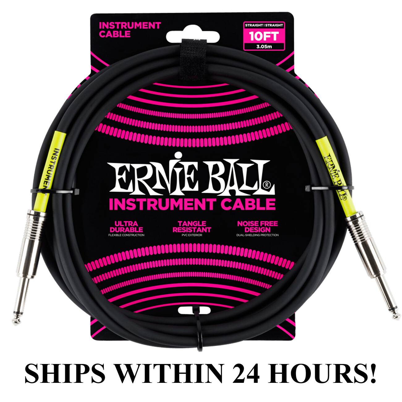 **ERNIE BALL 10′ GUITAR/BASS INSTRUMENT CABLE (CABLE) – STRAIGHT TO STRAIGHT**
