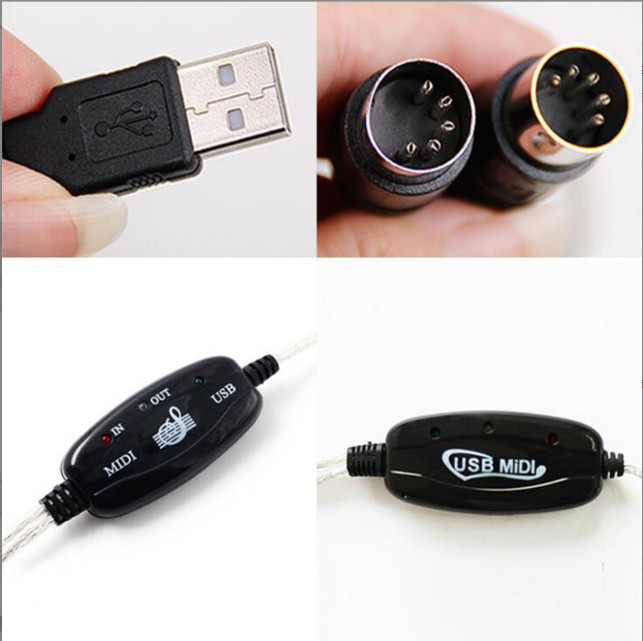 USB IN-OUT MIDI Interface Cable Converter to PC Music Keyboard Adapter Cord