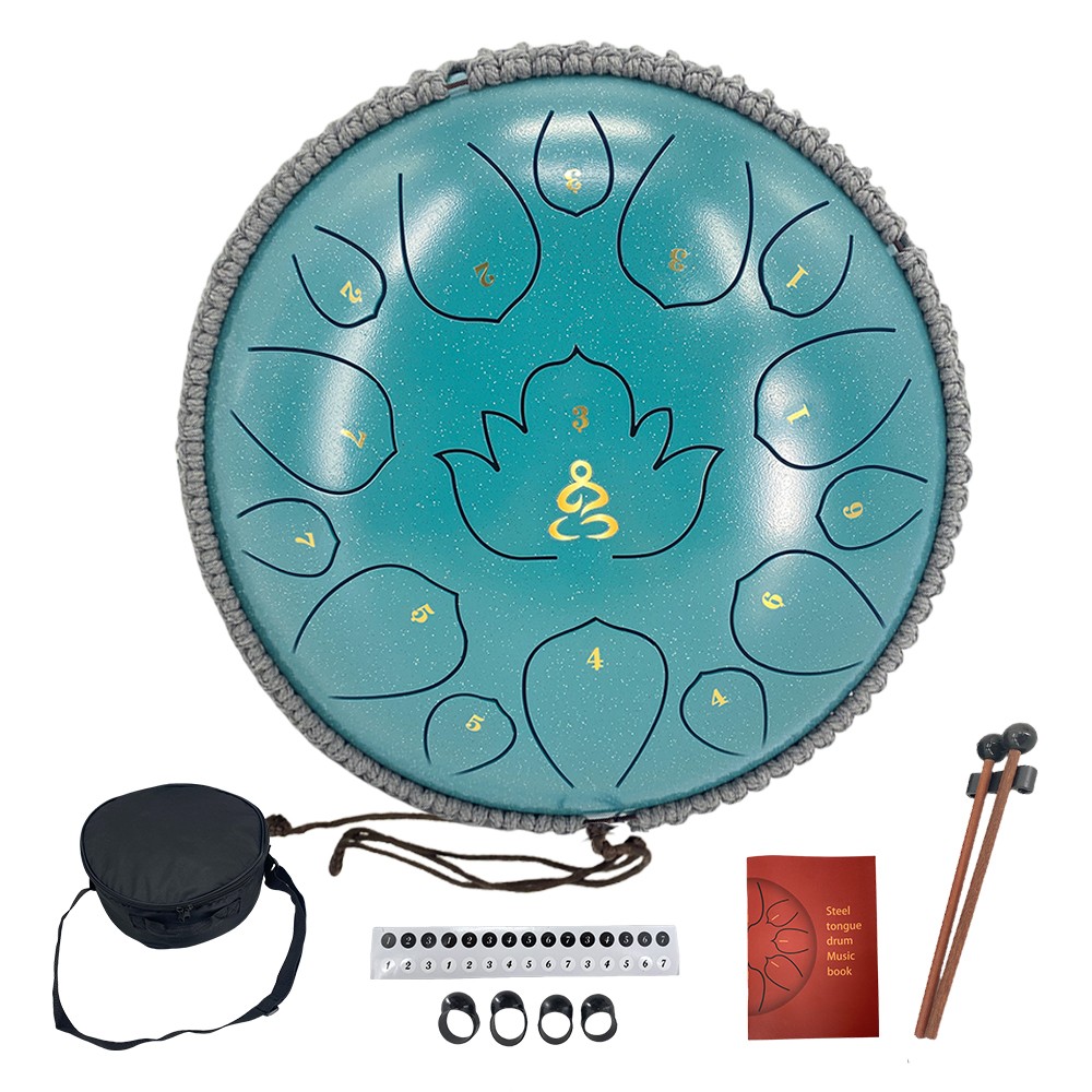 D Major Steel Tongue Drum Handpan 13-Inch 15-Note Rain Drum for Outdoor Gardens