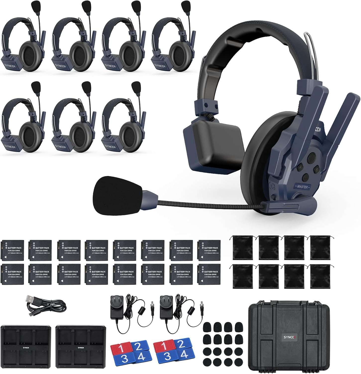 SYNCO XTalk Master X8 2.4G Wireless Headset Intercom System Full Duplex 8-Person