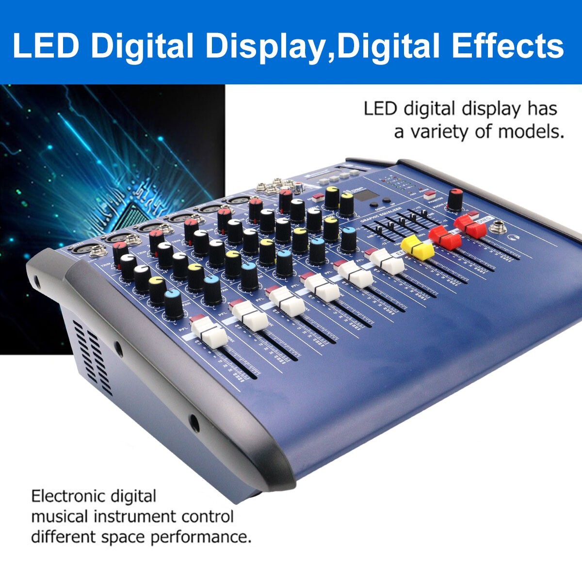 4 Channel Amplifier Audio Mixer, 250w Sound Mixer With Dual Wireless Mic, Sound