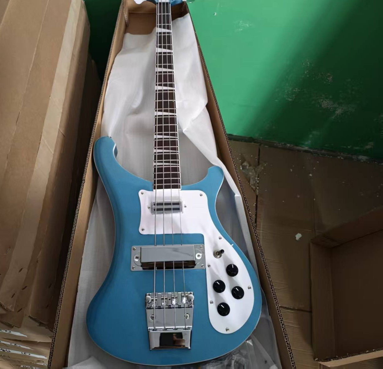 Custom RIC 4003 “Blue Boy” 4Strings Electric Bass Chrome Hardware 22Fret ShipUS