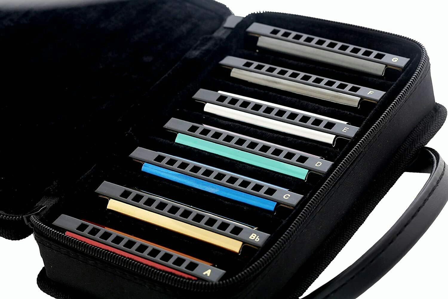 EASTTOP Harmonica Set 7Pack Key of A Bb C D E F G Diatonic Harmonica Set Gift US