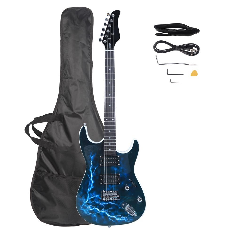 New Lightning Style White GST Electric Guitar +Strap+Cord+Gigbag+Picks