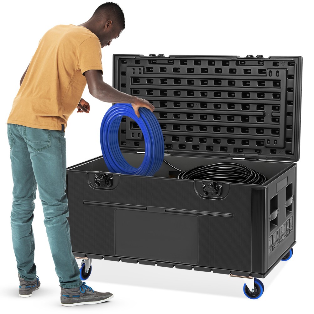 Rolling Road Case Heavy Duty 44″ Stackable Cable Trunk for DJ Gear, AV Storage