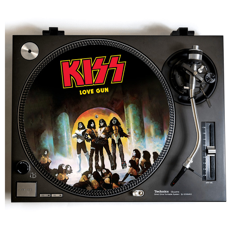KISS Turntable Slipmat for Vinyl Records, Heavy Metal, Glam Rock, Love Gun lp