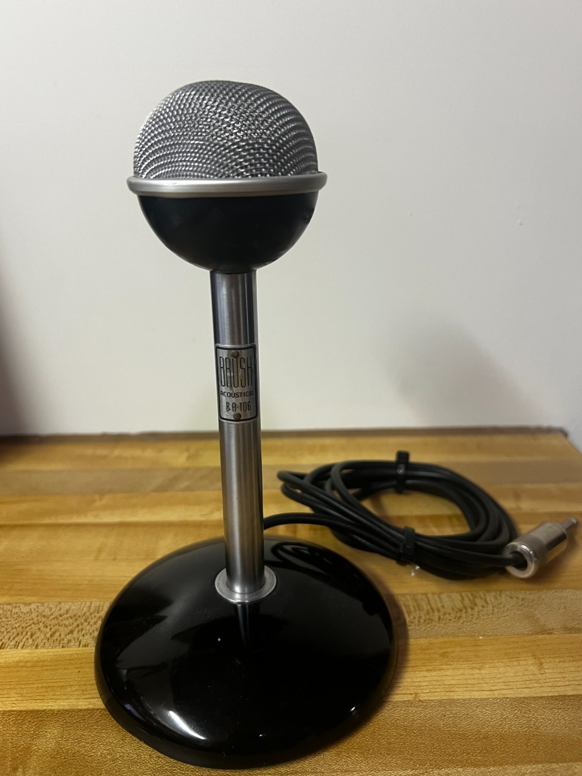Brush Acousticel BA-106 Crystal Microphone Vintage 1940s with Stand & Cable