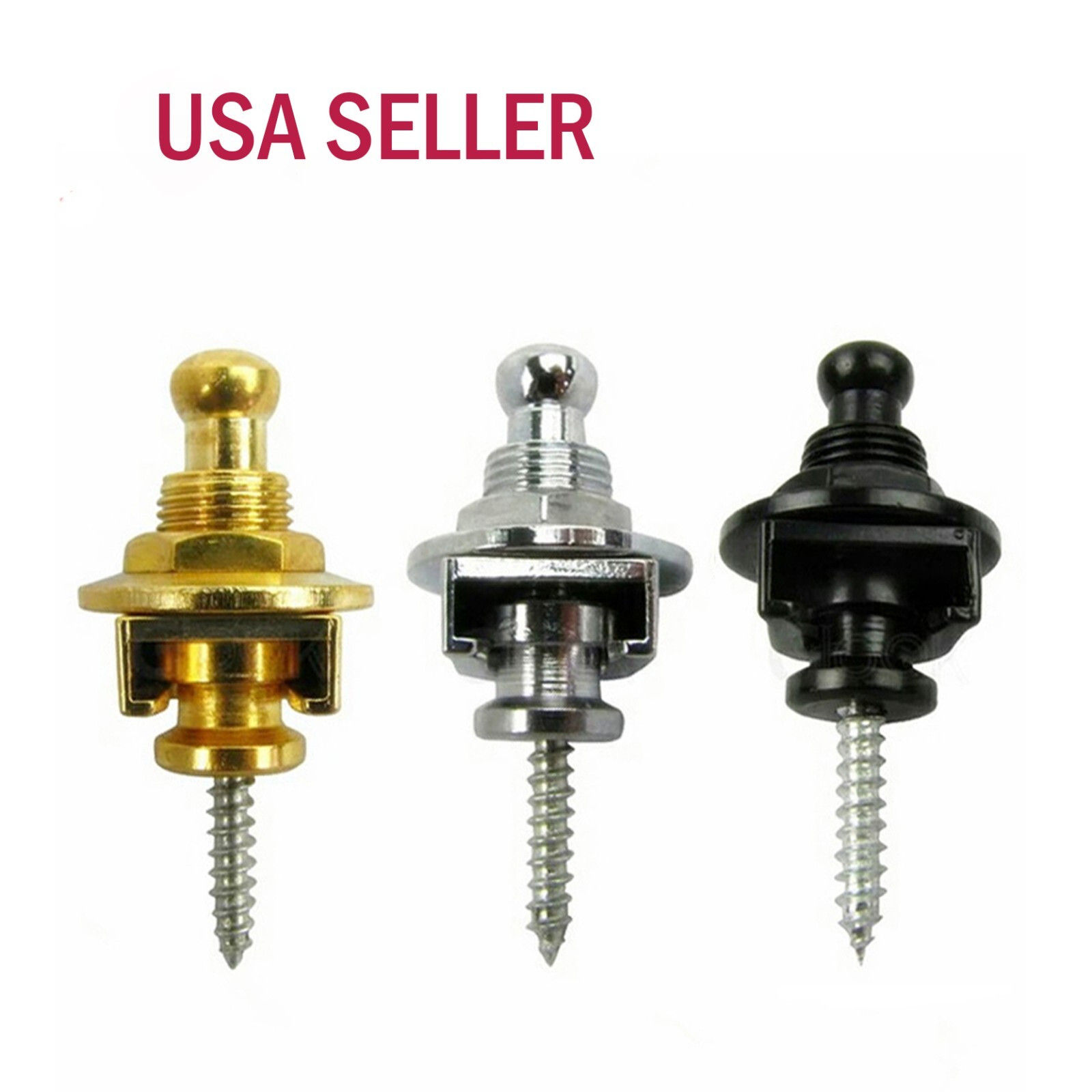 2PCS Guitar Bass Strap Lock Security Metal Fastener Strap Locks Metal Button