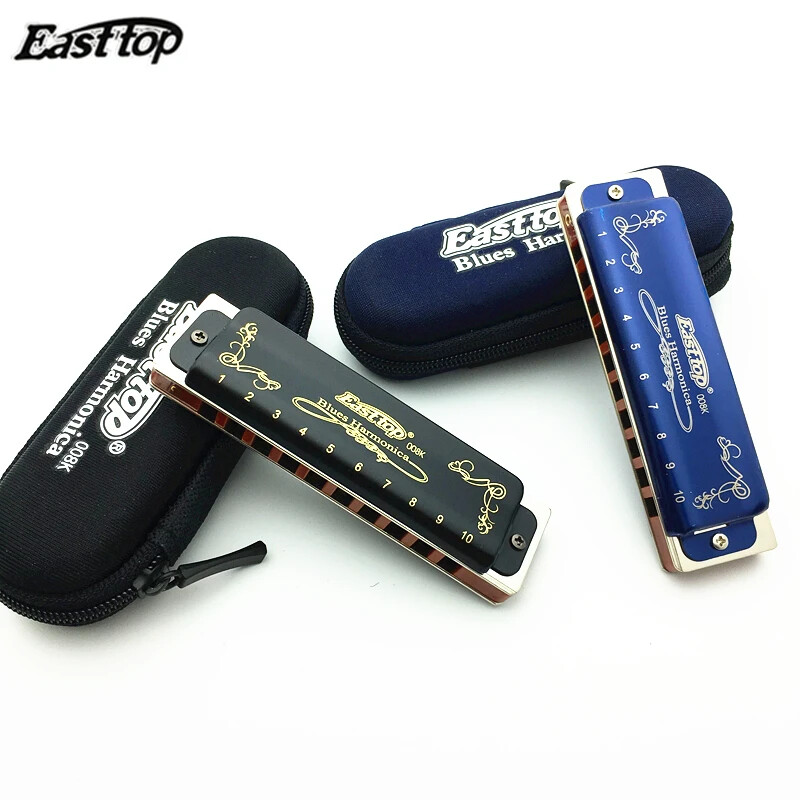 EASTTOP 10Hole Blues Harmonica T008K Diatonic Blue Harmonica Mouth Organ Gift US