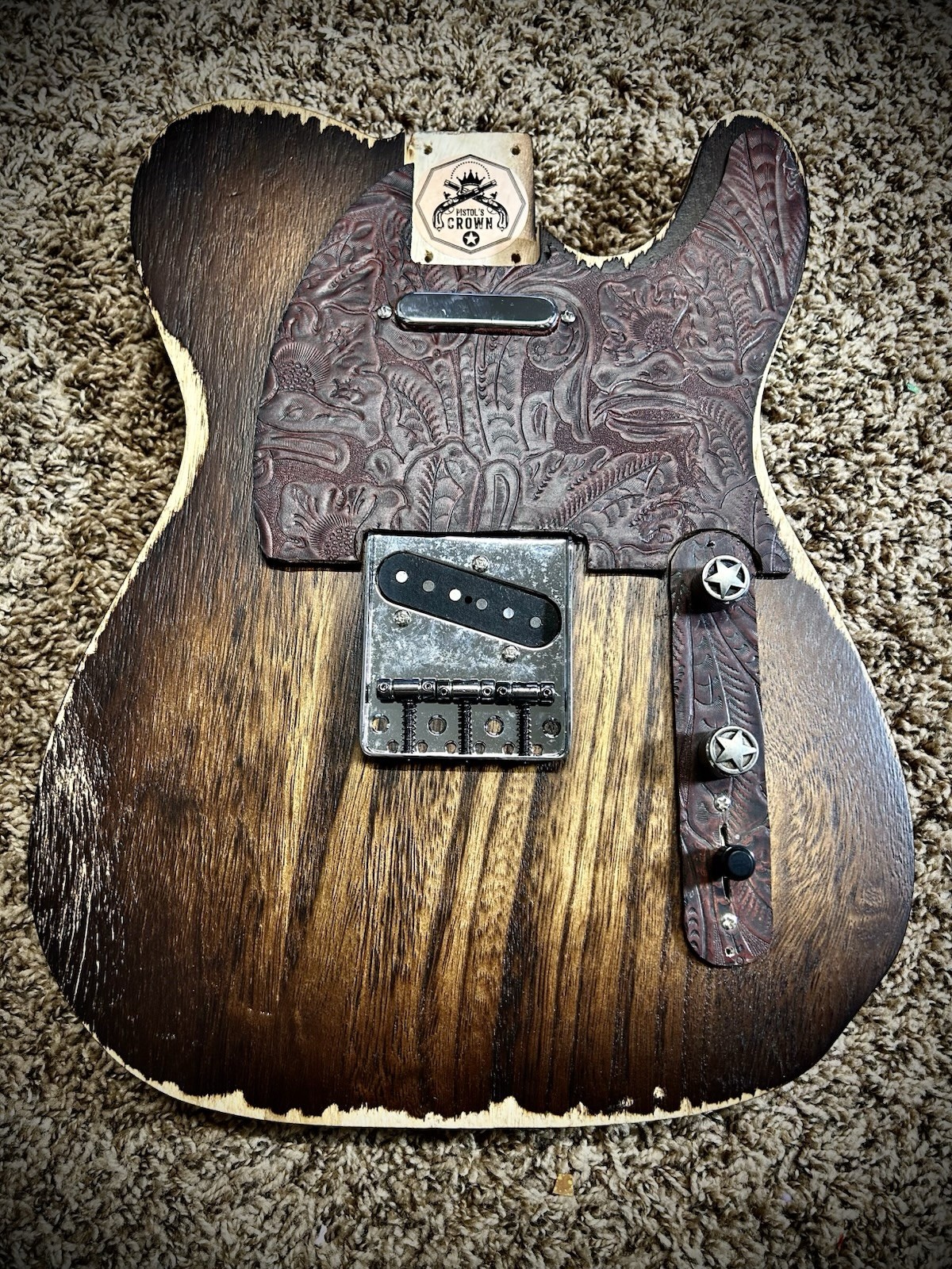 Blue Barned Pistols Crown Barncaster TELE GUITAR BODY ONLY PARTCASTER USA MADE