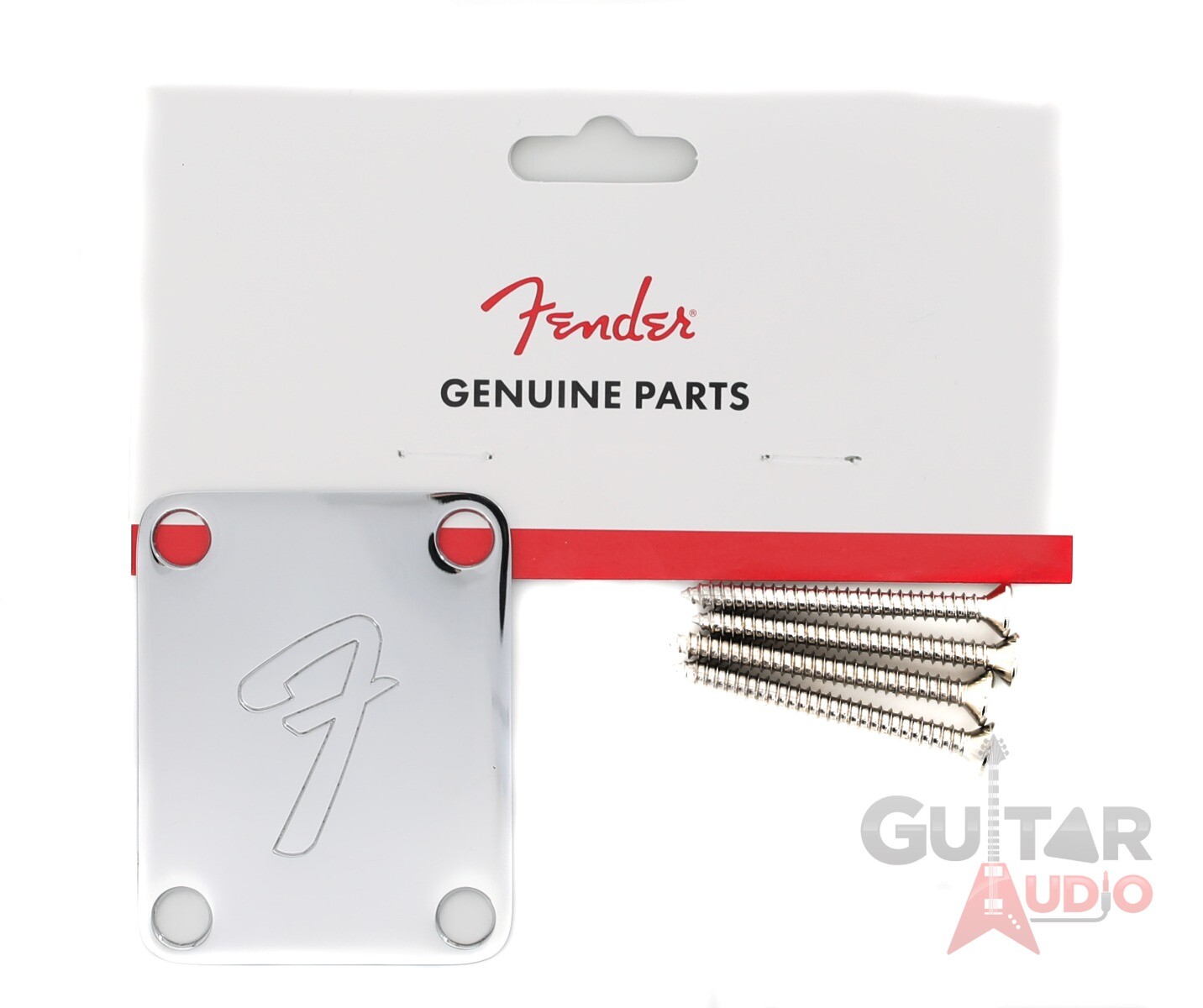 Genuine Fender ’70s F Logo Strat/Tele 4-Bolt CHROME Guitar Neck Plate w/Screws