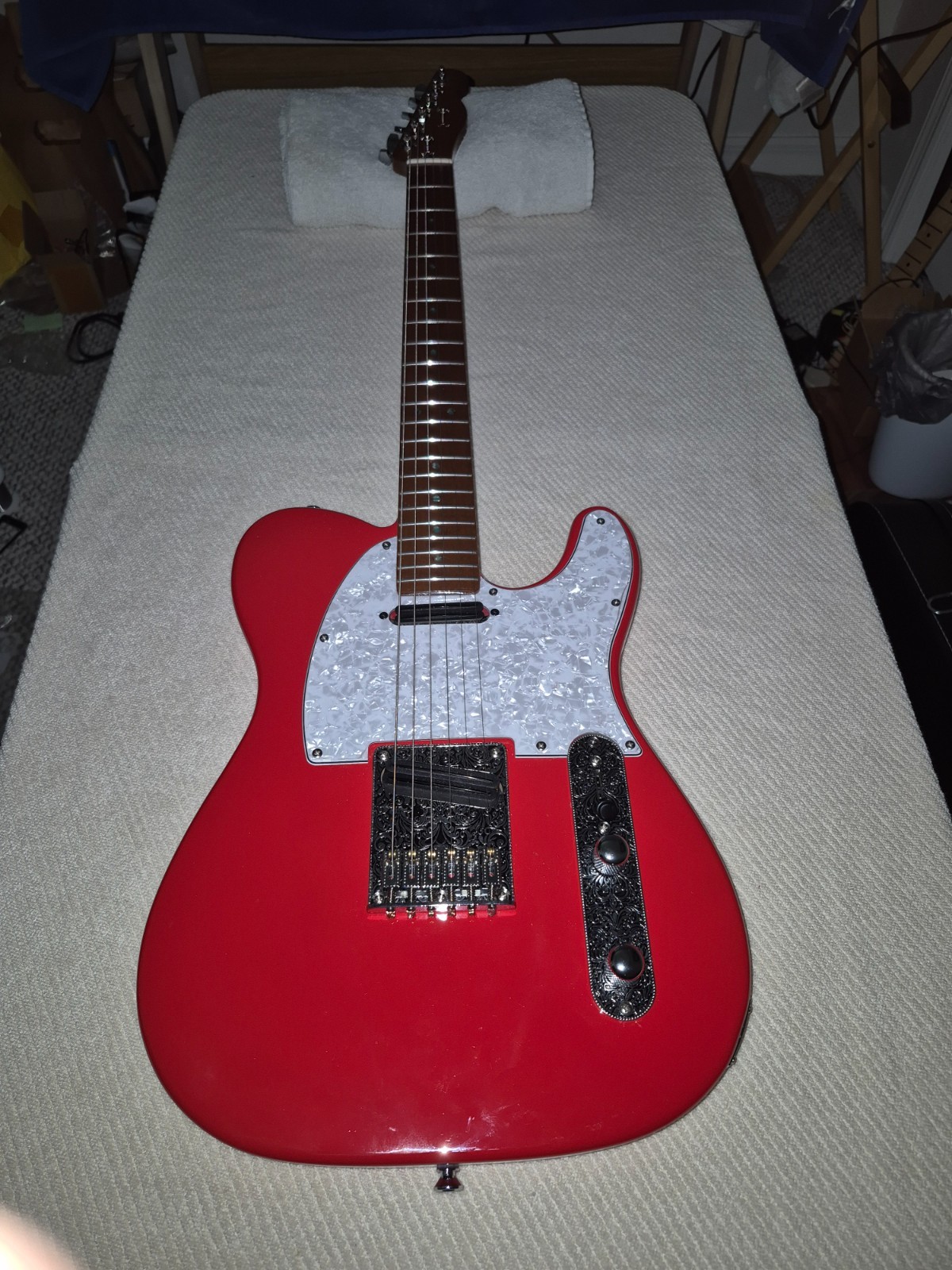 Tele Partscaster Red Body Flame Maple Neck&New Hotrod Pups New Electronics Setup
