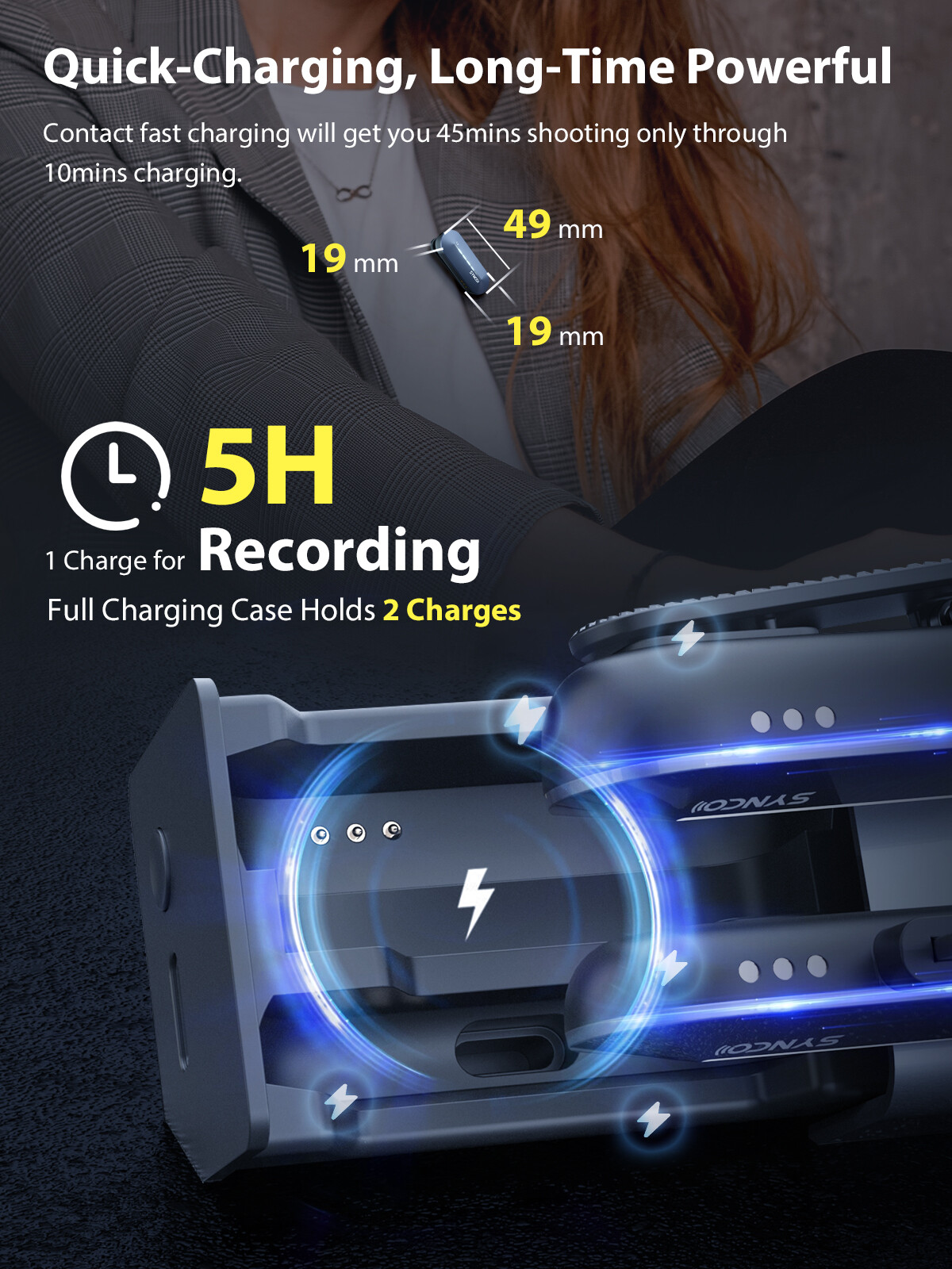 Synco P1L 2.4GHz Wireless Microphone with Charging Case for iPhone iPad Vlog