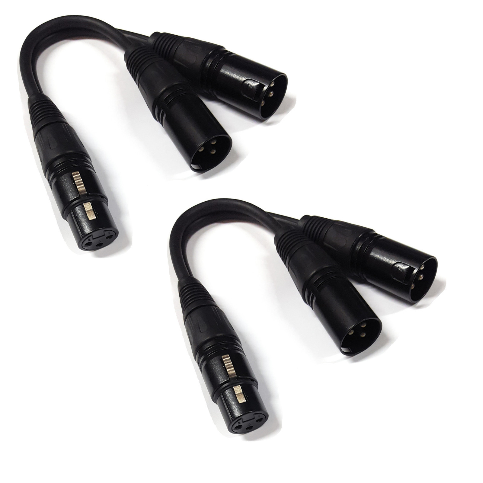 2 Pack Lot – 3-Pin XLR Female to Dual 2 Male Y Splitter Mic Cable Adaptor 16 AWG