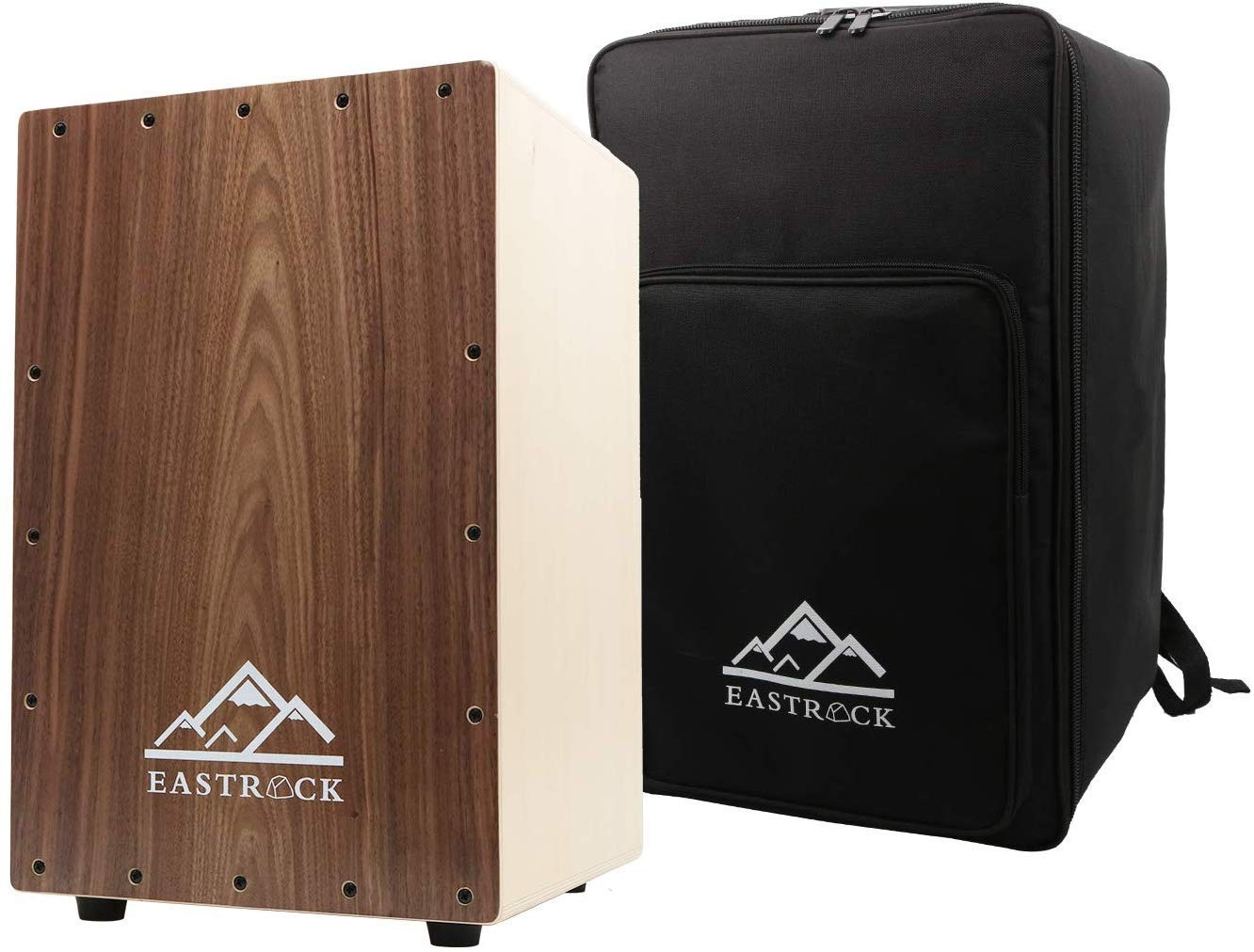 Walnut Wood Cajon Drum (12×11.7×18 in) with Internal Guitar Strings – Full-Si…
