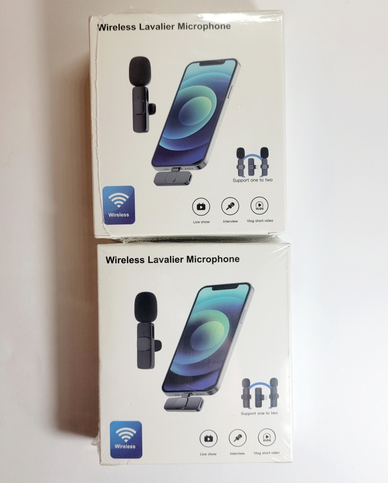2 – Lavalier Wireless Microphone 1 – Type C (Android) 1 – Lightning (Apple)