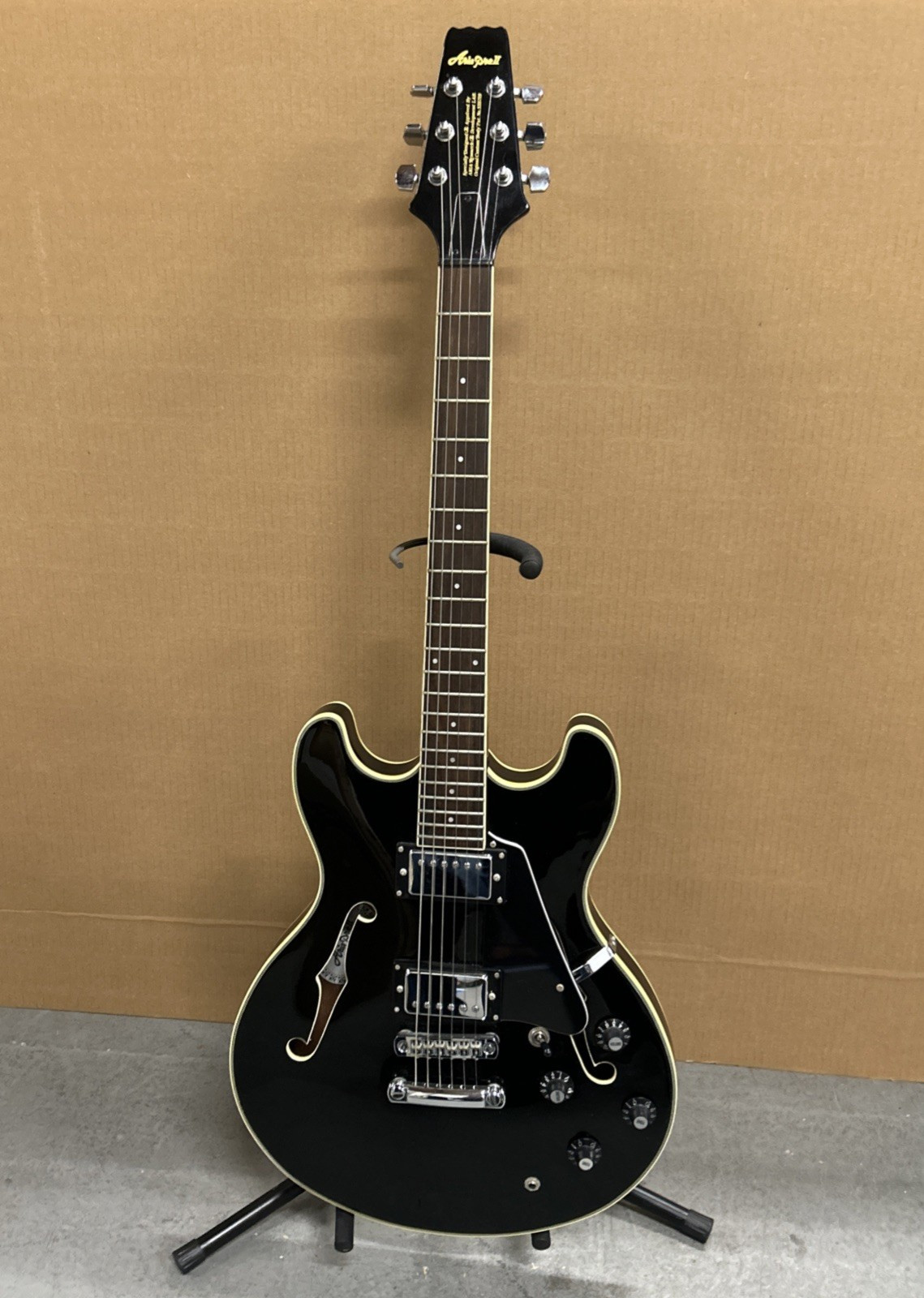 Aria Pro II TA-40 Semi-Hollow Guitar Black With Hard Case