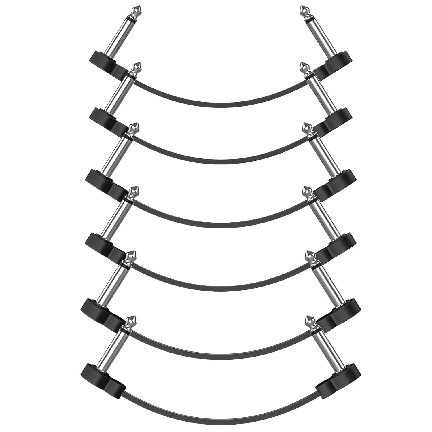 6 Pack 5in Guitar Patch Cables 1/4″ TS Right Angle Low Profile Pedalboard 🎸