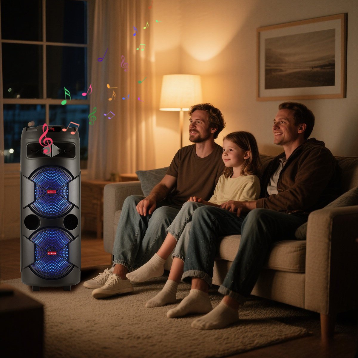 Dual 12″ Woofer Portable FM Bluetooth Party Speaker Heavy Bass Sound With Mic