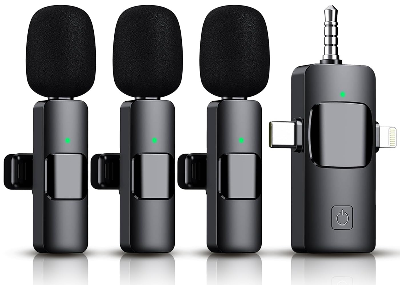 3 in 1 Wireless Lavalier Microphone for iPhone, iPad, Android, Camera,12-Hour…