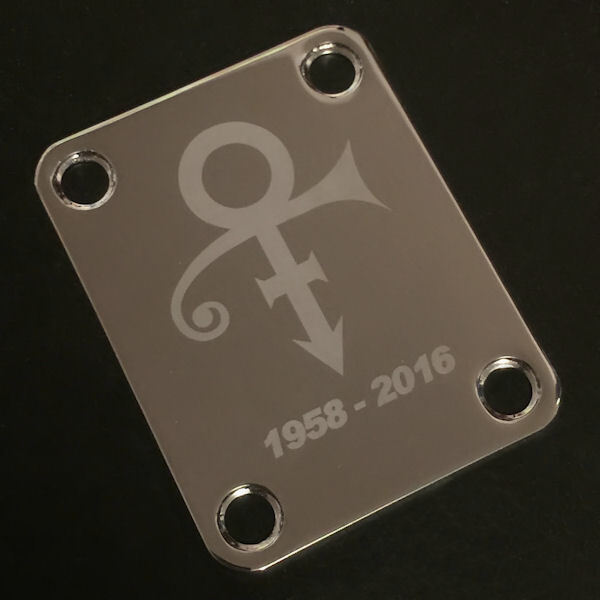 GUITAR NECK PLATE – Engraved PhotoEtched – PRINCE The Artist Symbol – CHROME