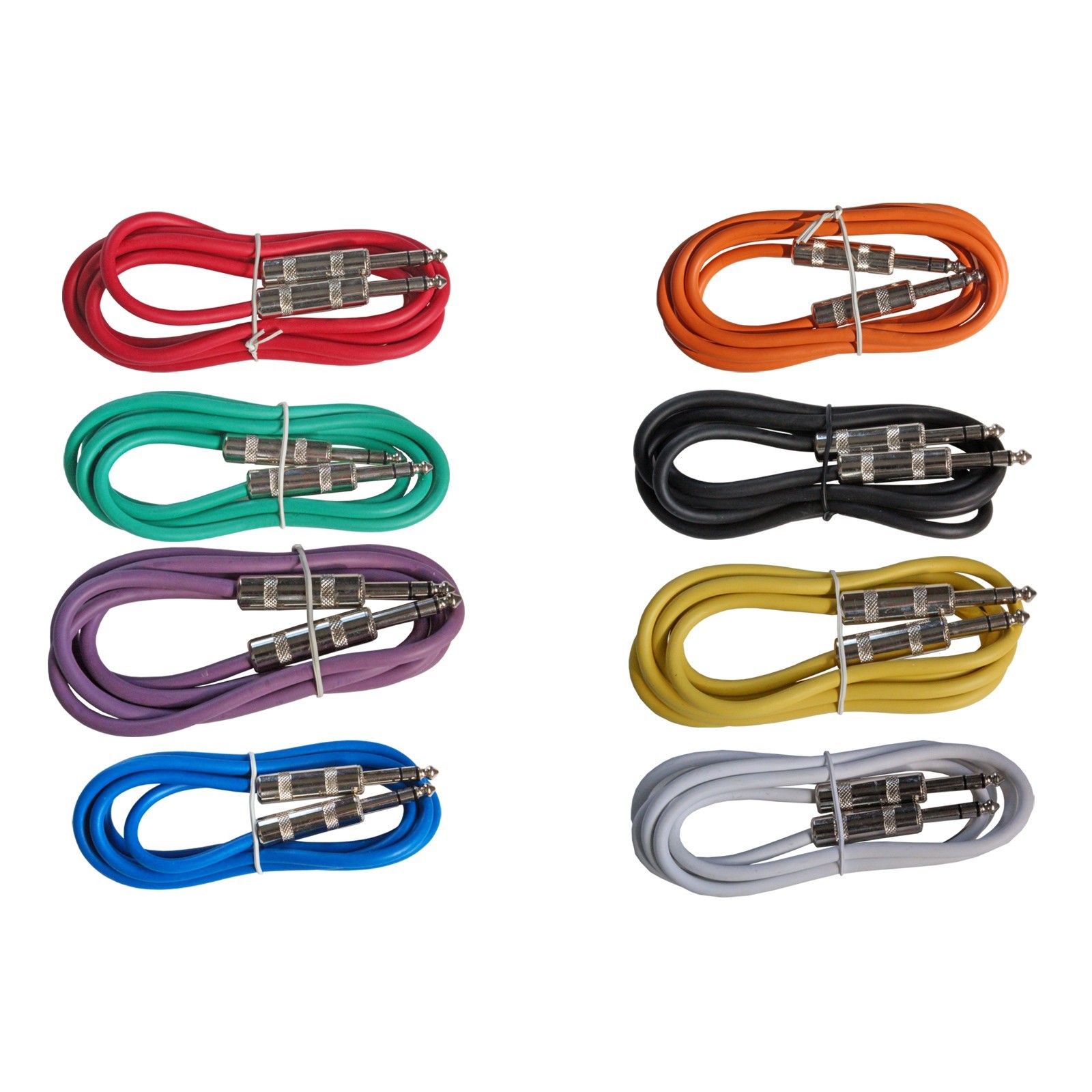 8 pack colored 6 ft foot 1/4 TRS stereo shielded balanced audio patch cable cord