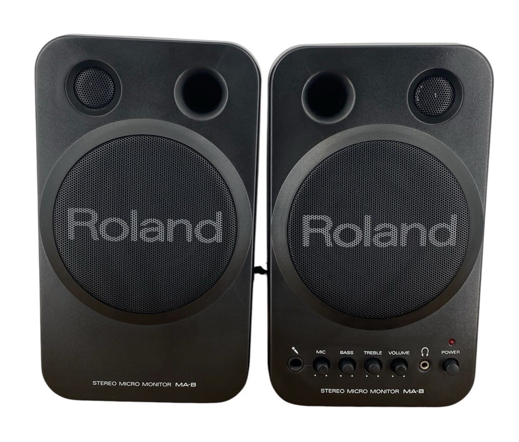 Roland MA-8 Stereo Micro Monitor Studio Monitors Black Bass Treble Control