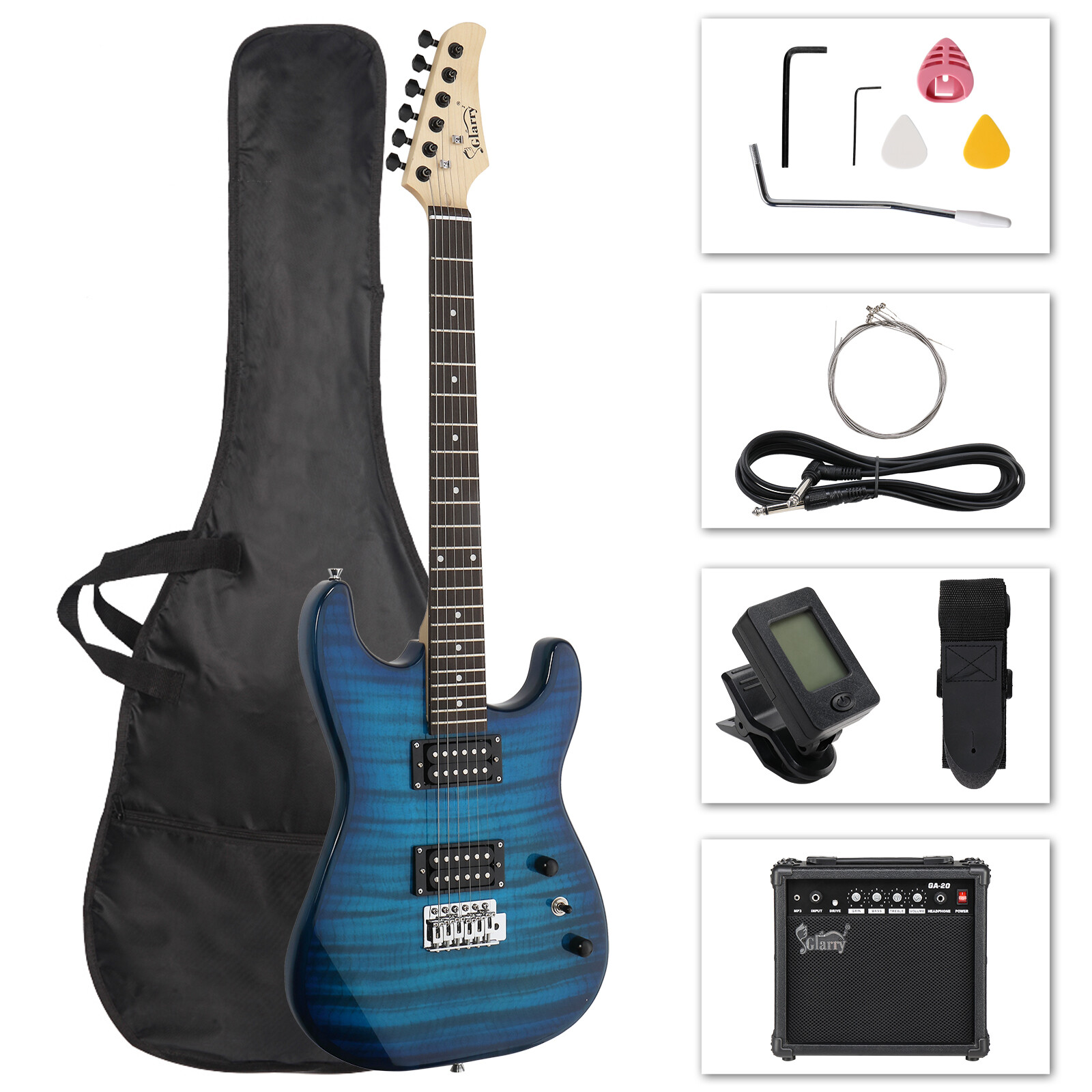 GST Stylish H-H Pickup Tiger Stripe Electric Guitar with 20W AMP Bag Strap