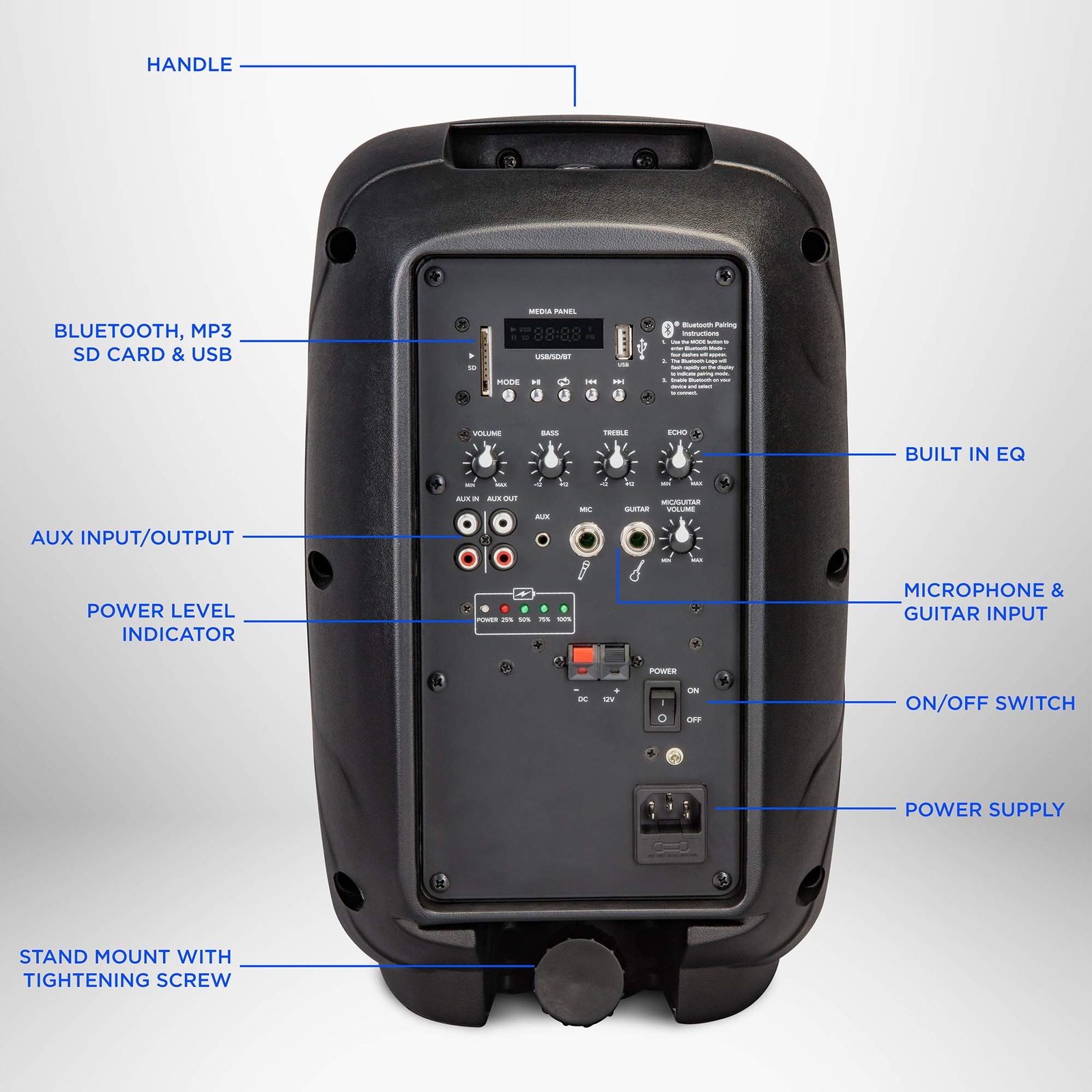 LyxPro 8” Active PA Rechargeable Battery Speaker System