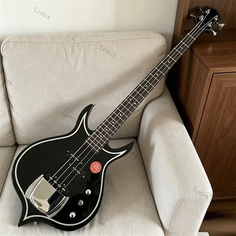Ledux GS-PUNISHER-2 Solid Electric Bass Guitar Stainless Rounded Fret Edge Black