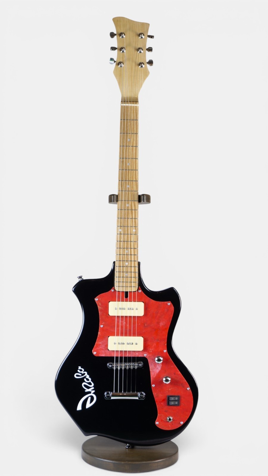 Black Elgava Unica Electric Guitar Rare Vintage Studio Backup Retro Design