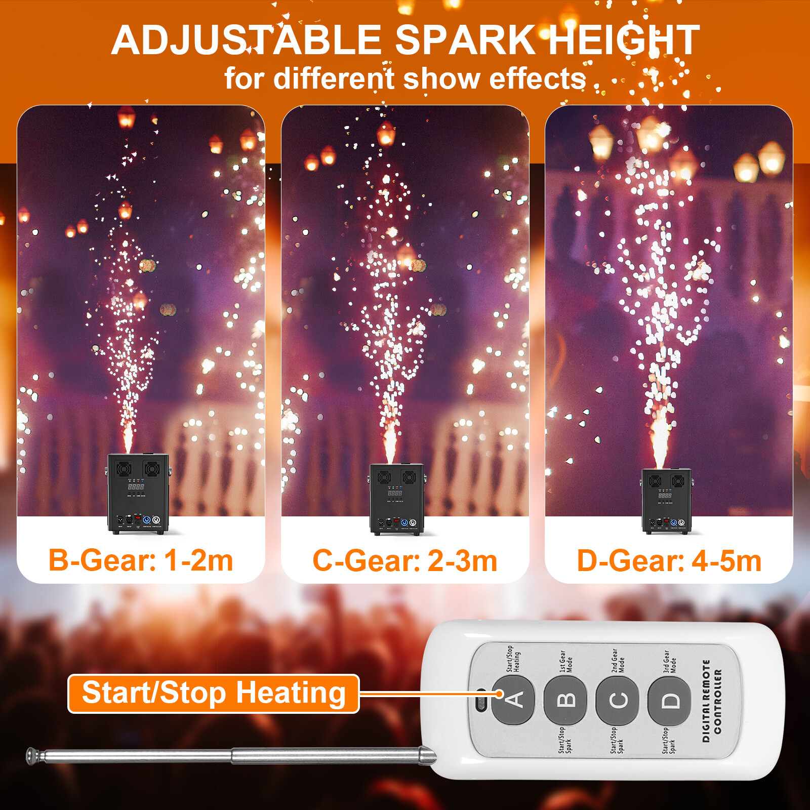 700W Cold Spark Firework Machine DMX Stage Effect Wedding DJ Party w/Flight Case