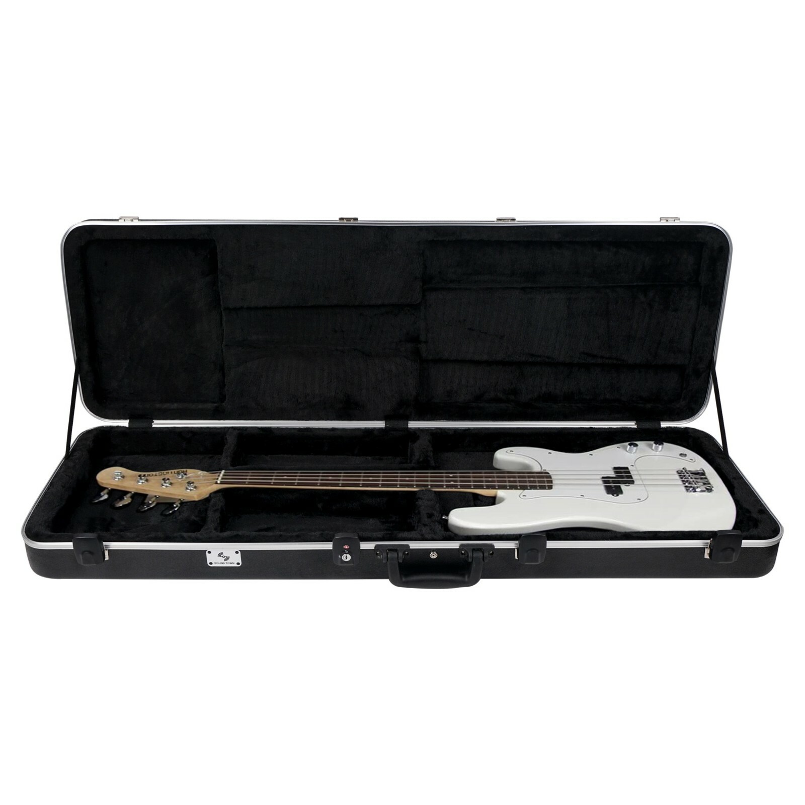 Sound Town ABS Road Case Electric Bass Guitar with TSA Locking Latch STBC-500