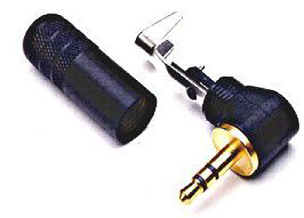 Switchcraft – 35HDRABAU – 3.5mm / 1/8in Mini Right Angle Stereo Plug – Black