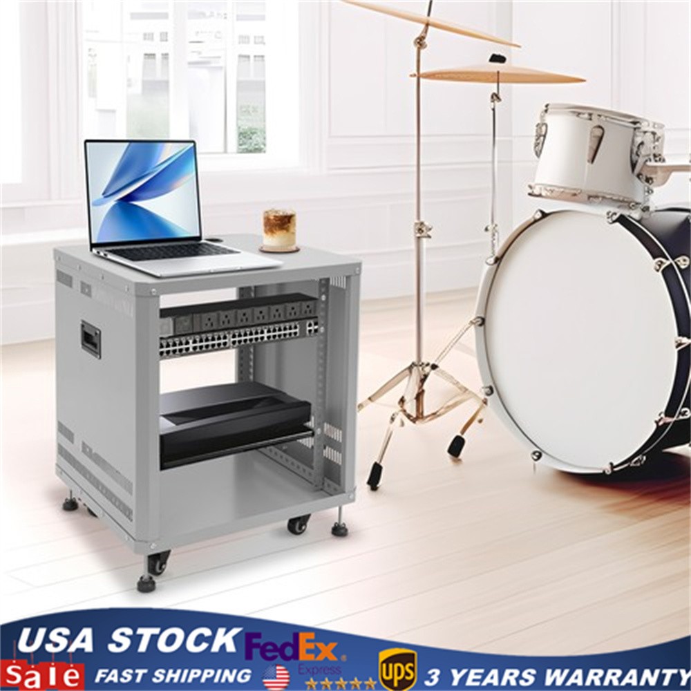 Grey 12U 19.8*22.4*23.6 in Carbon Steel Network & Stereo Rack For Nightclubs