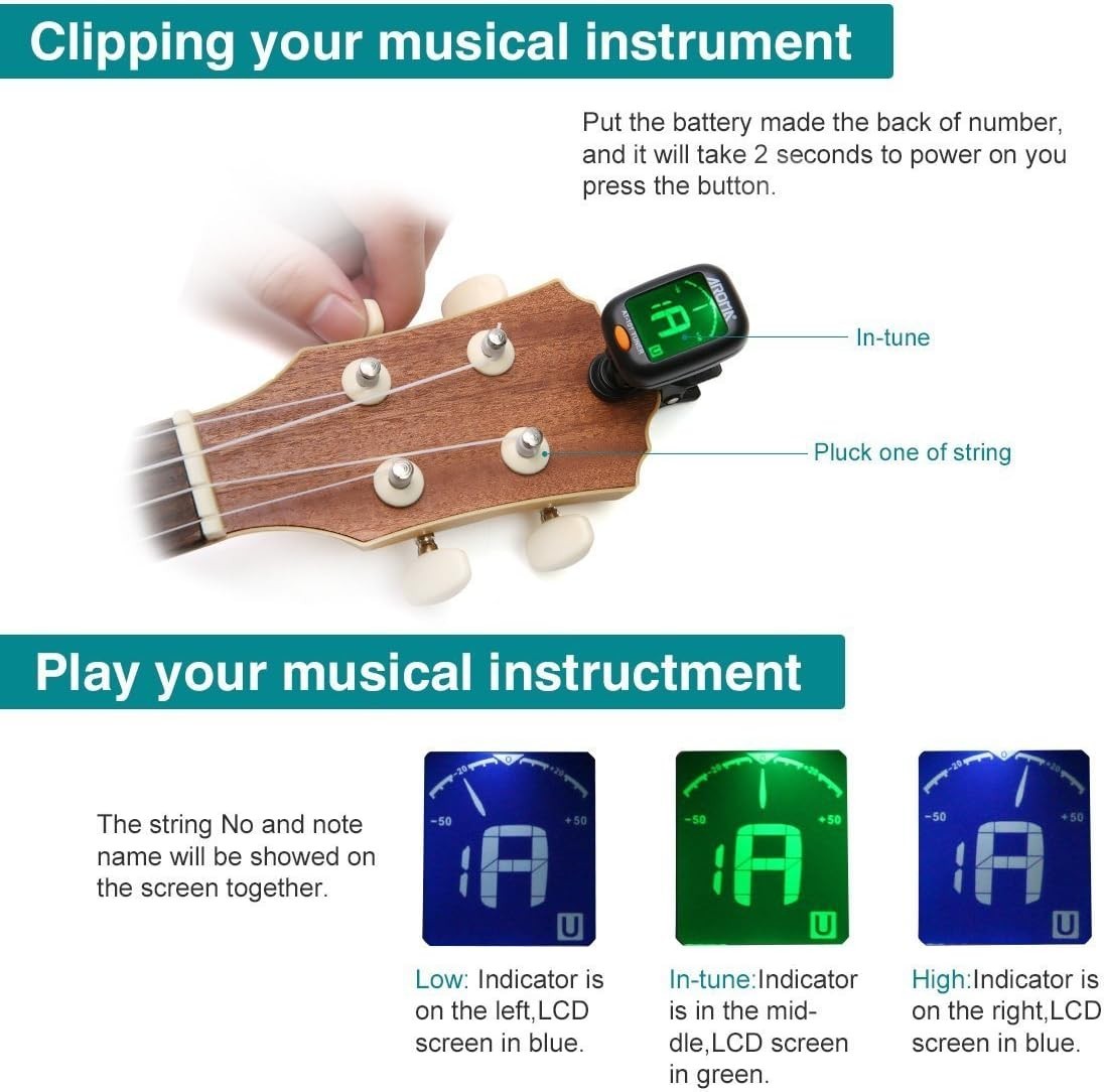 Mini Clip-On Guitar Tuner with High Sensitivity – Ideal for Loud Environments