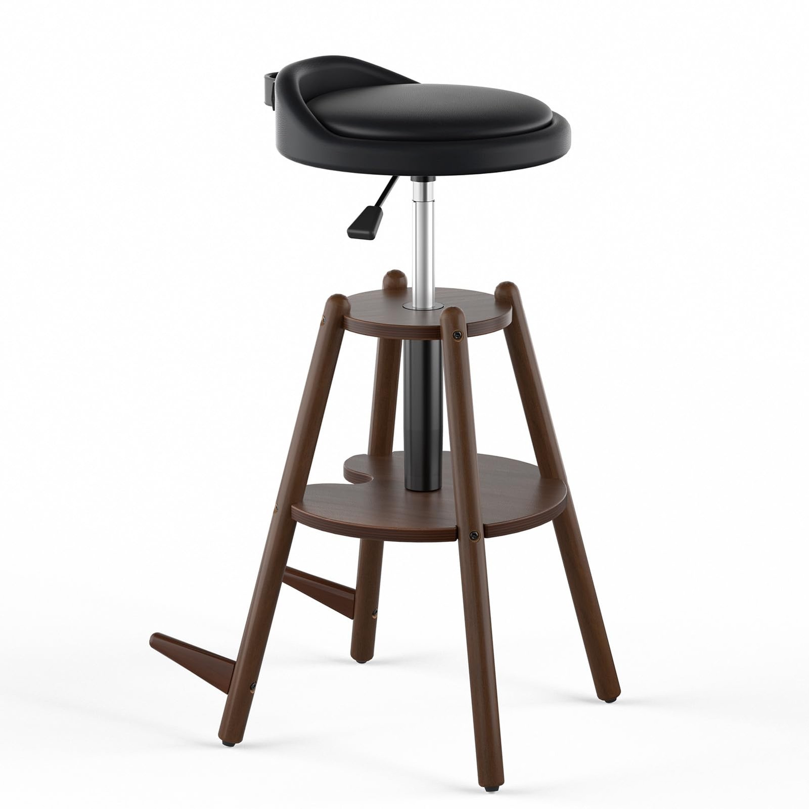 Ackitry G-004W Wooden Guitar Stool Height Adjustable Padded Seat